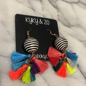 Kyky&Zo Margarita Time Multi Colored Tassel Earrings-NWT